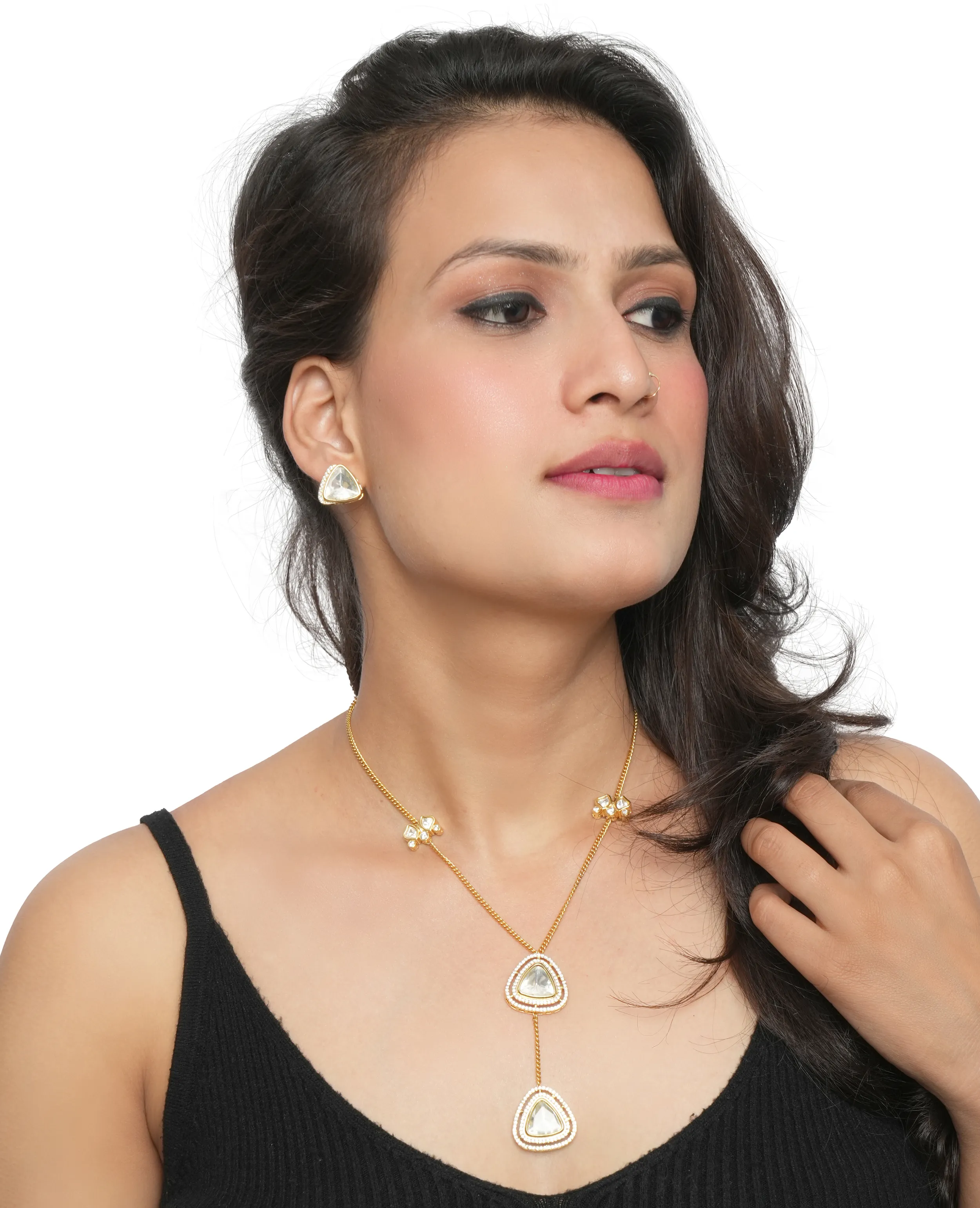 Big Kundan Indo-Western Versatile Necklace Set - Modern Elegance with a Rich Touch