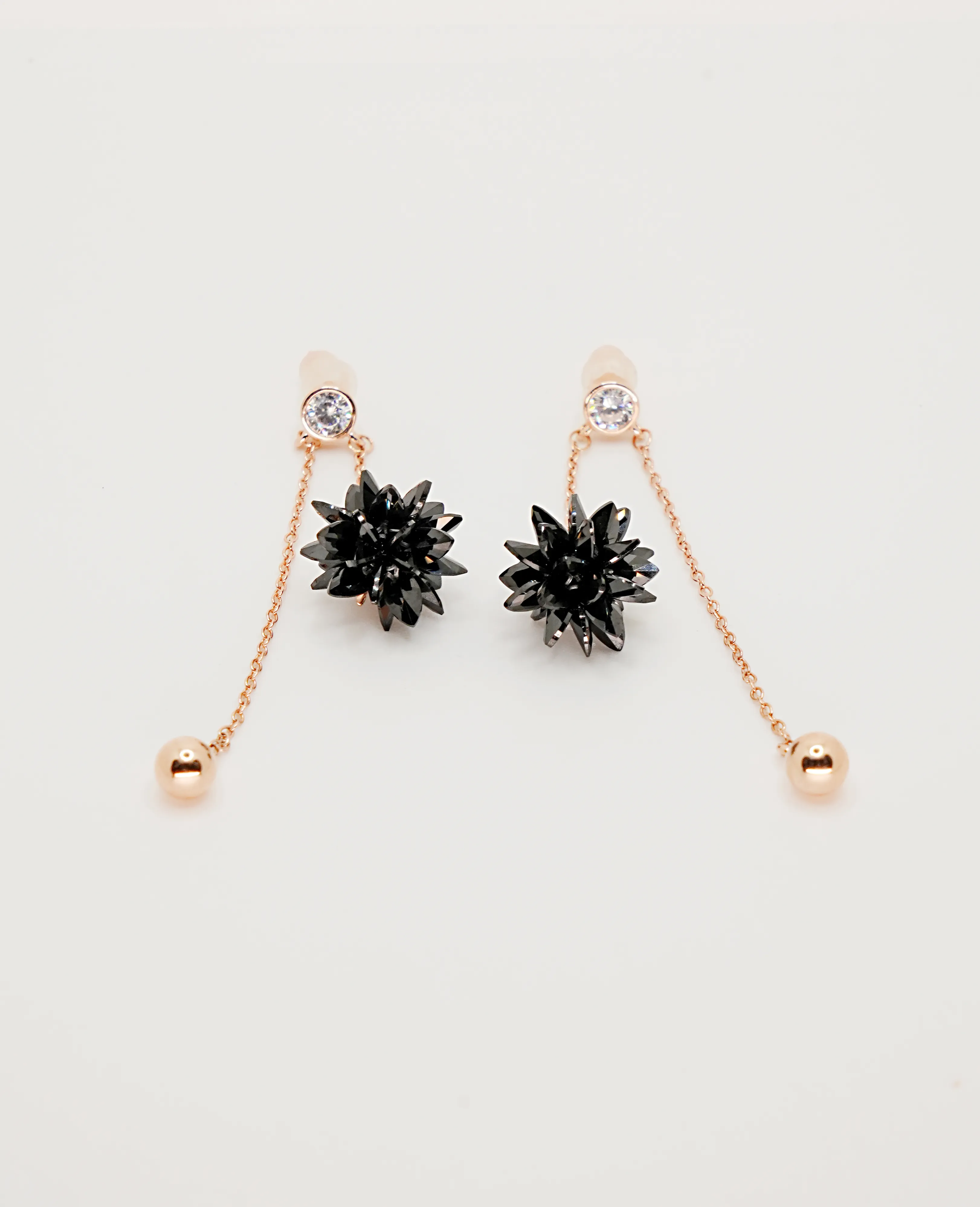 Classic Stud Earrings with Graceful Hanging Chain Detail