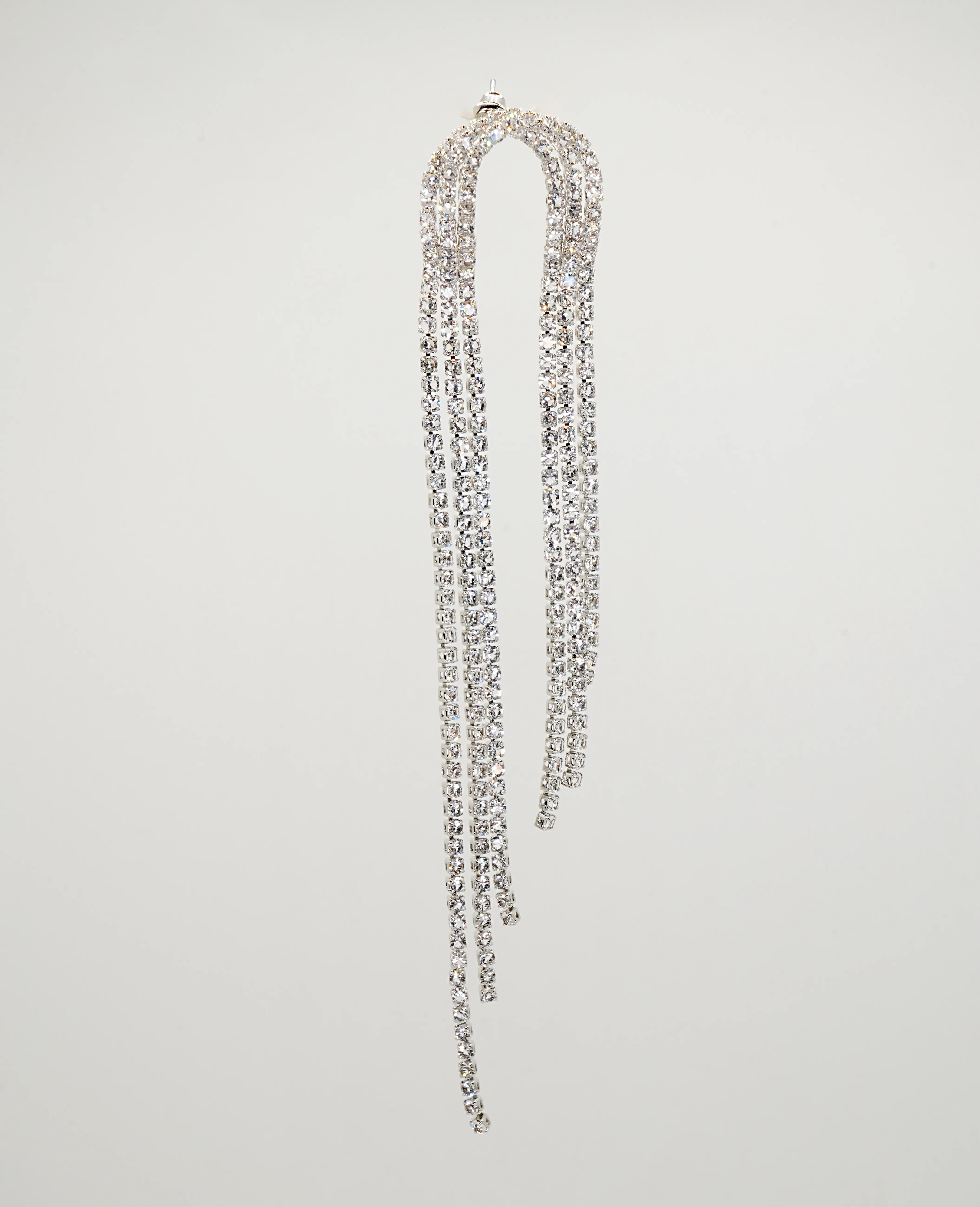 Radiant AD Long Silver Designer Danglers - Graceful Elegance