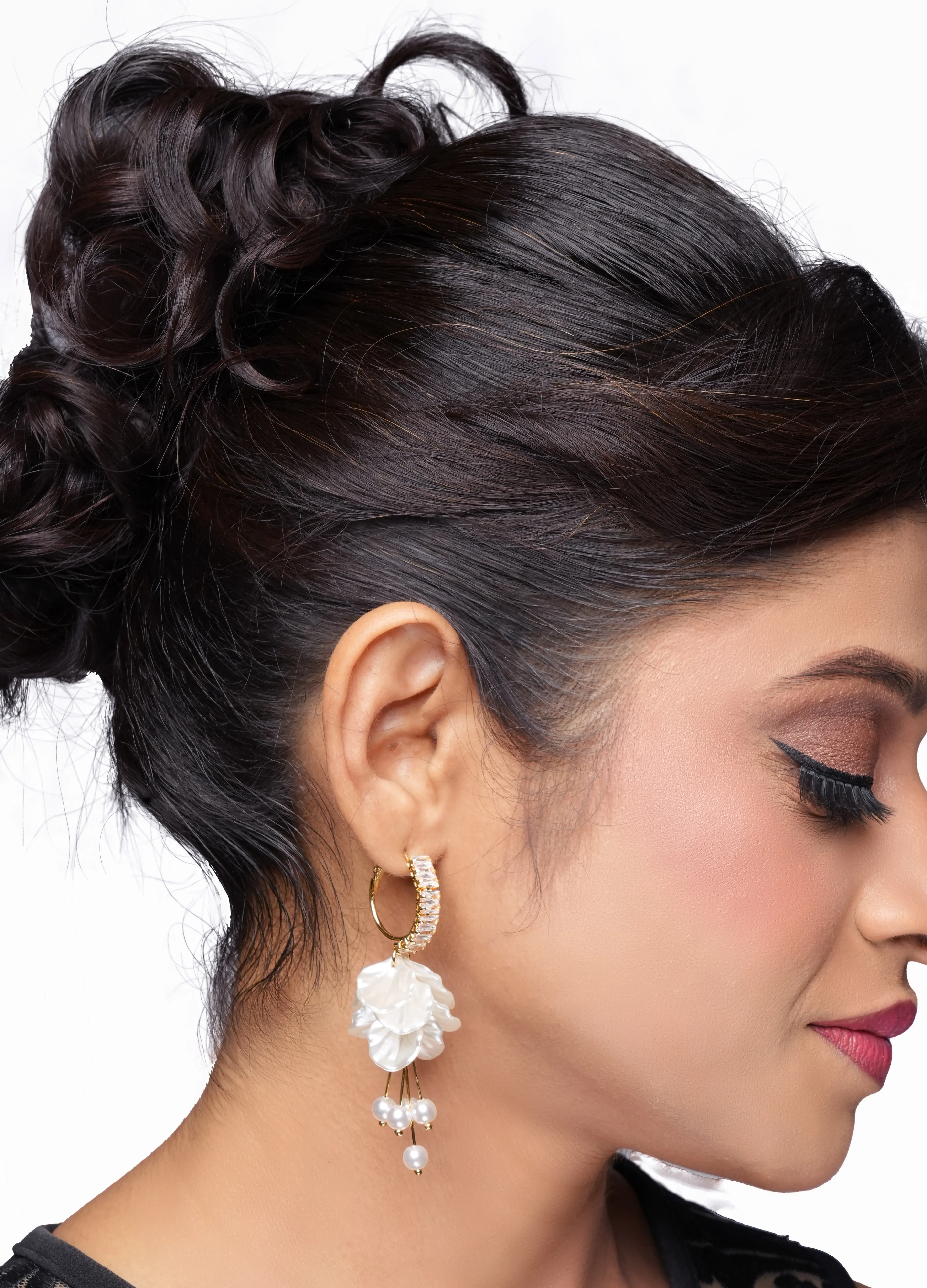 Classic Stud Earrings with Graceful Hanging Chain Detail