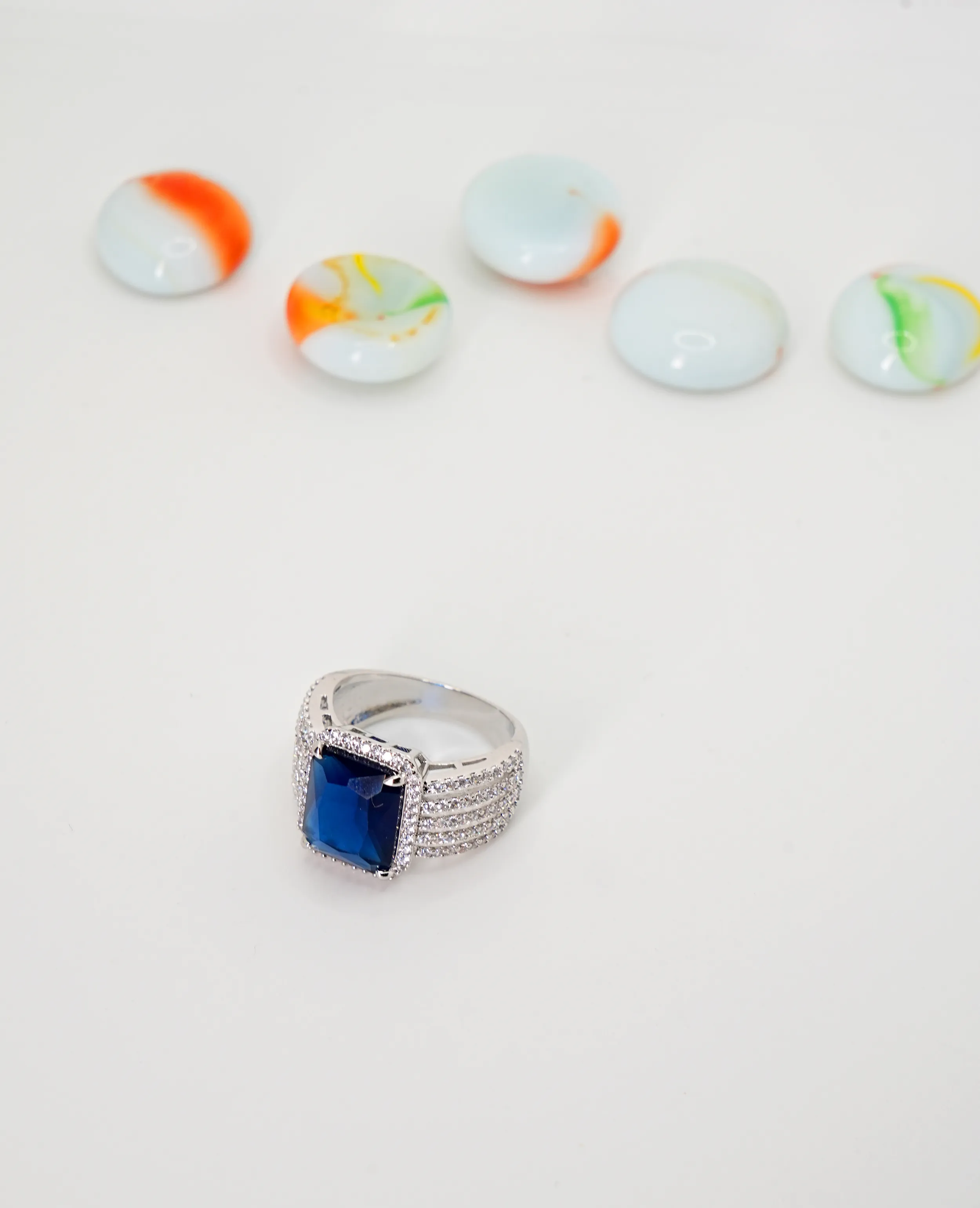 Sophisticated AD Finger Ring - Sapphire Blue Allure