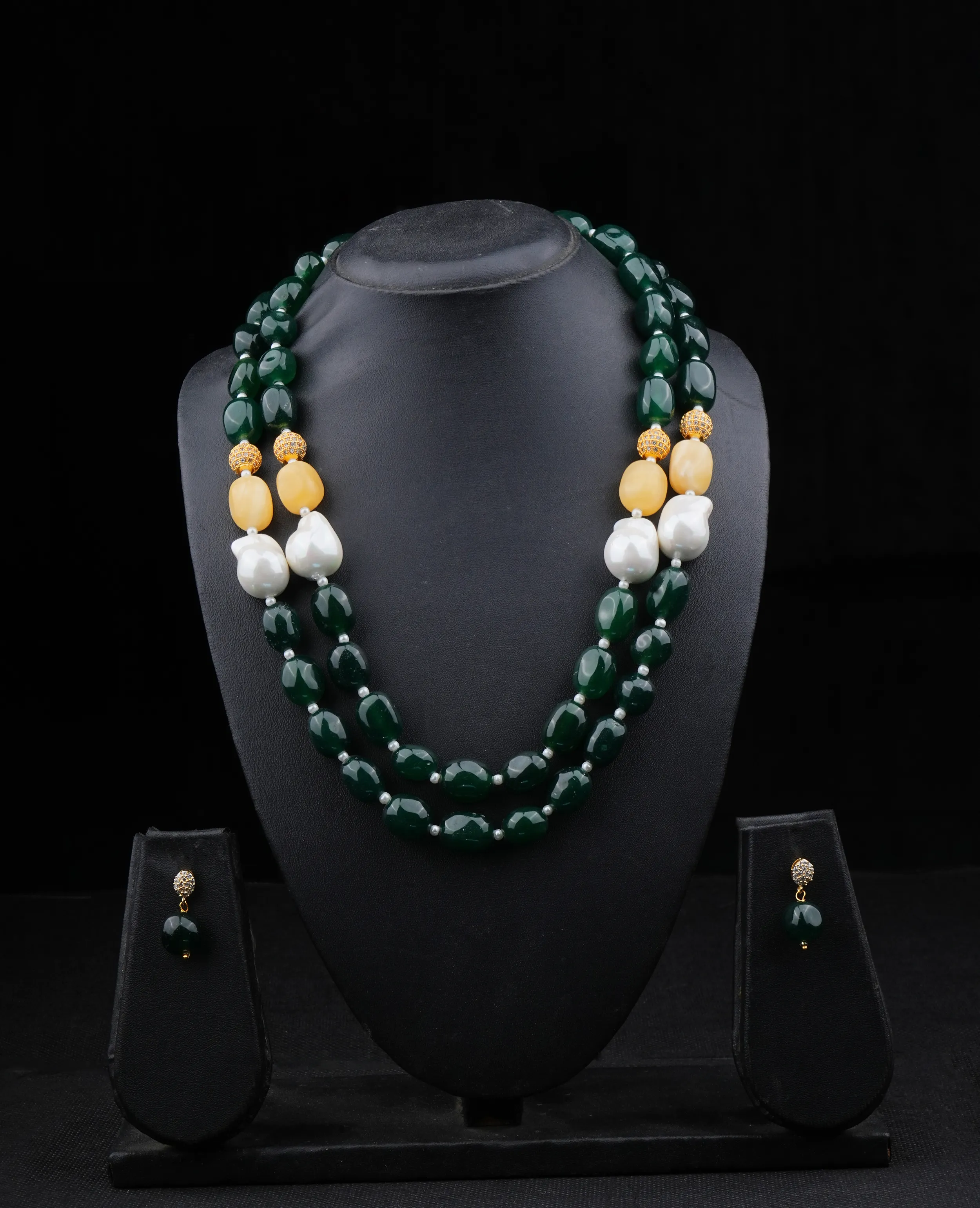 Elegant Semi-Precious Green Stone Mala - Versatile & Exclusive