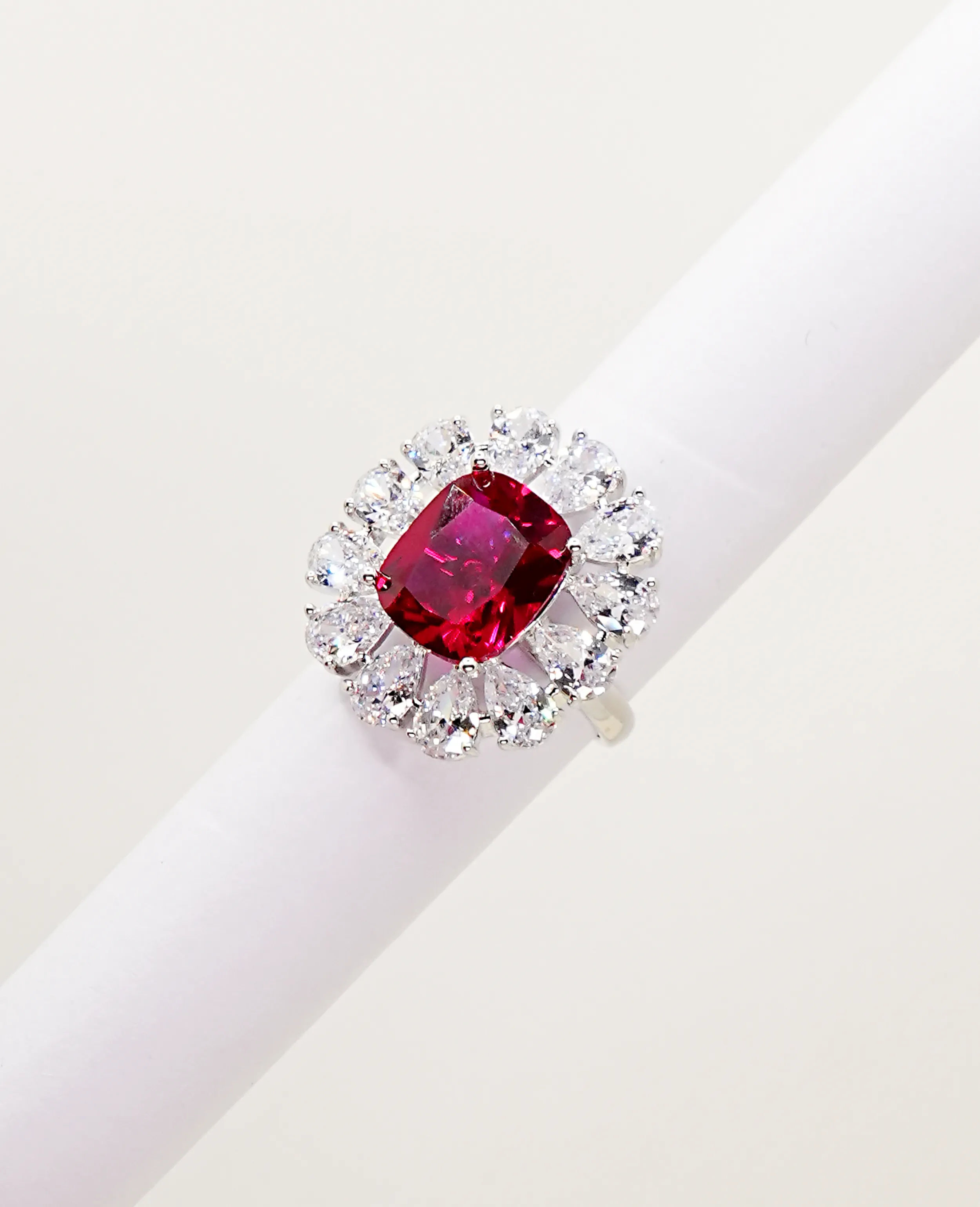 Classic Floral AD Ring - Ruby Red