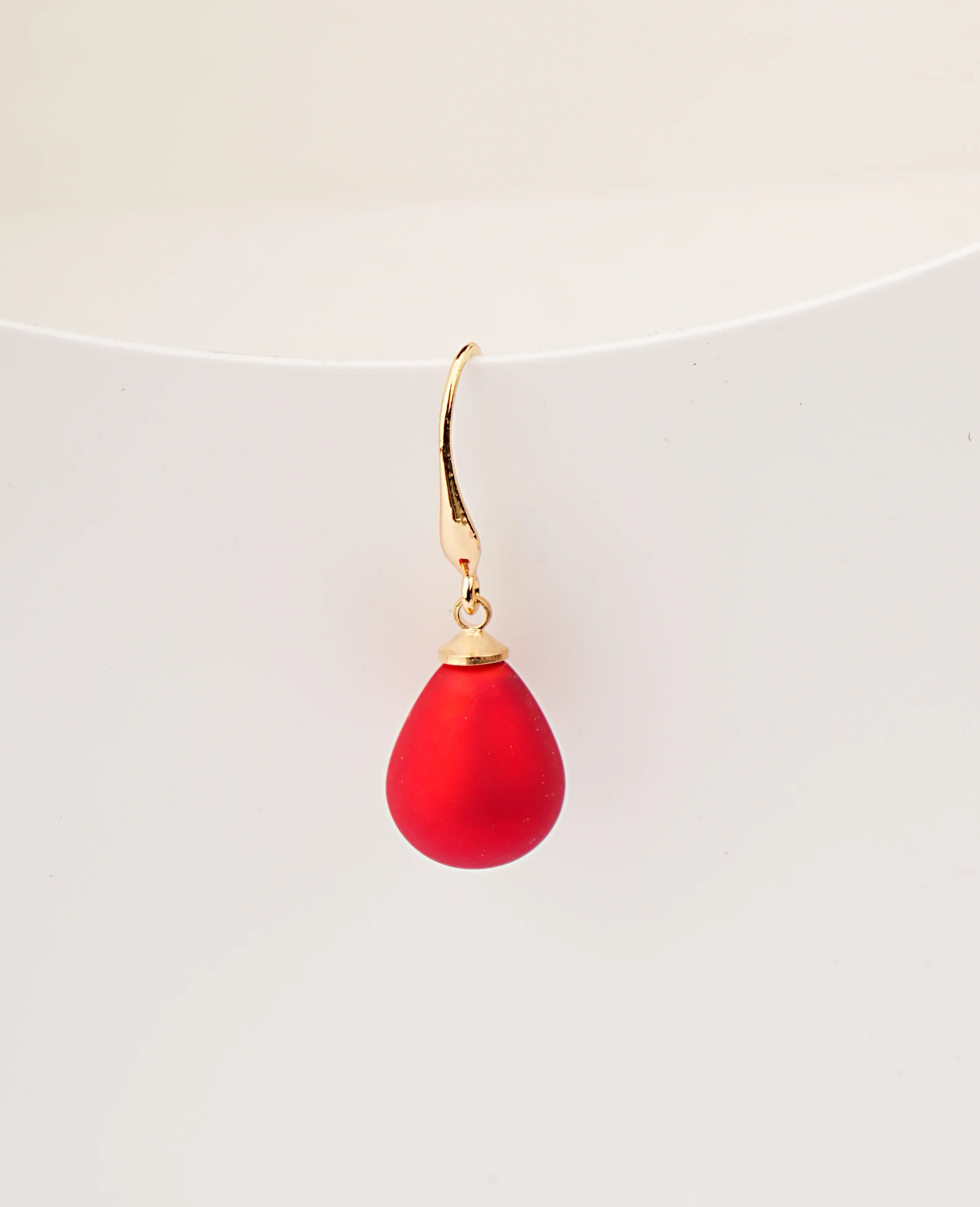 Matt Red Semi-Hanging Clip-Ons – Bold & Chic Statement Earrings