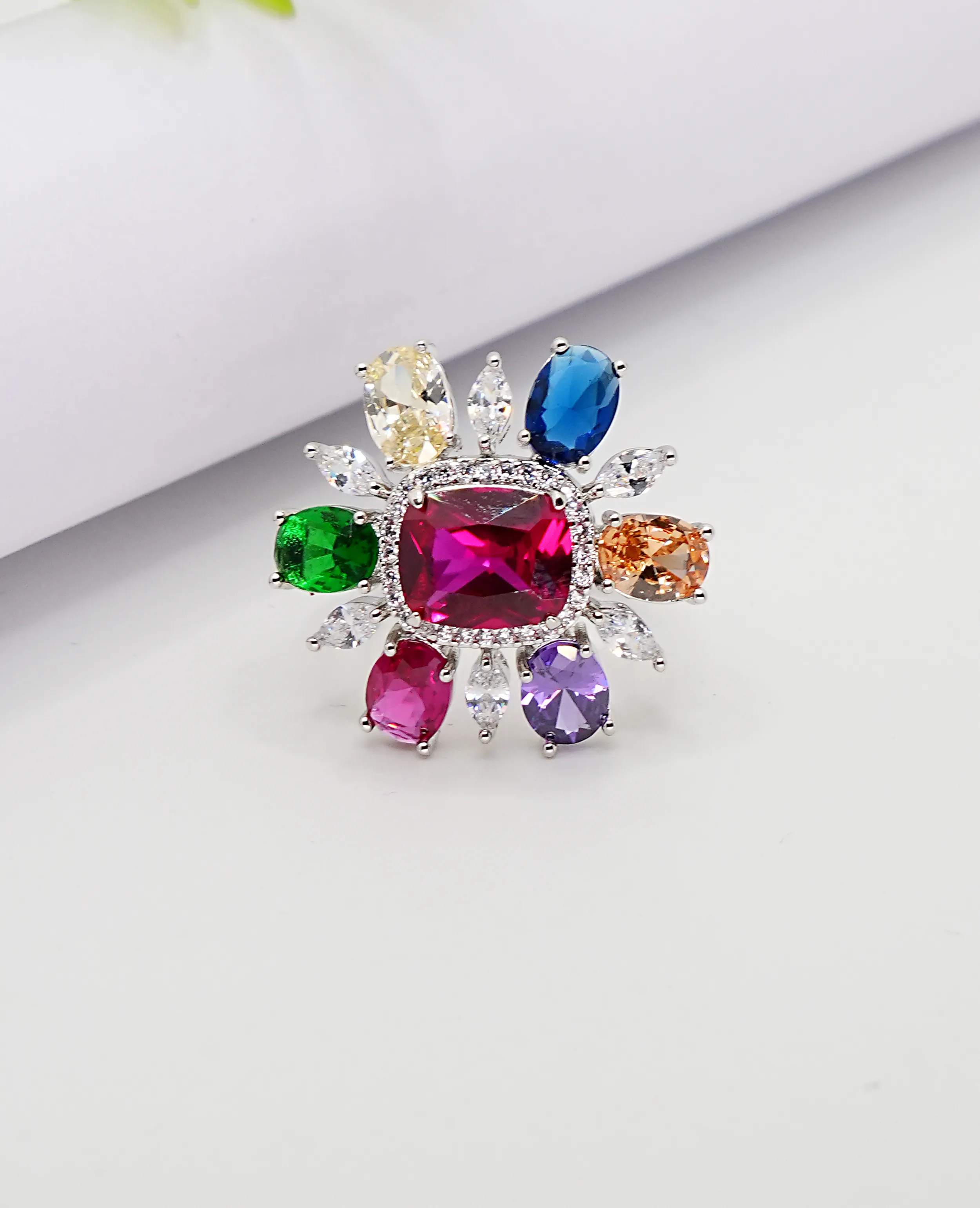 Multi-Color AD Finger Ring - Vibrant Elegance