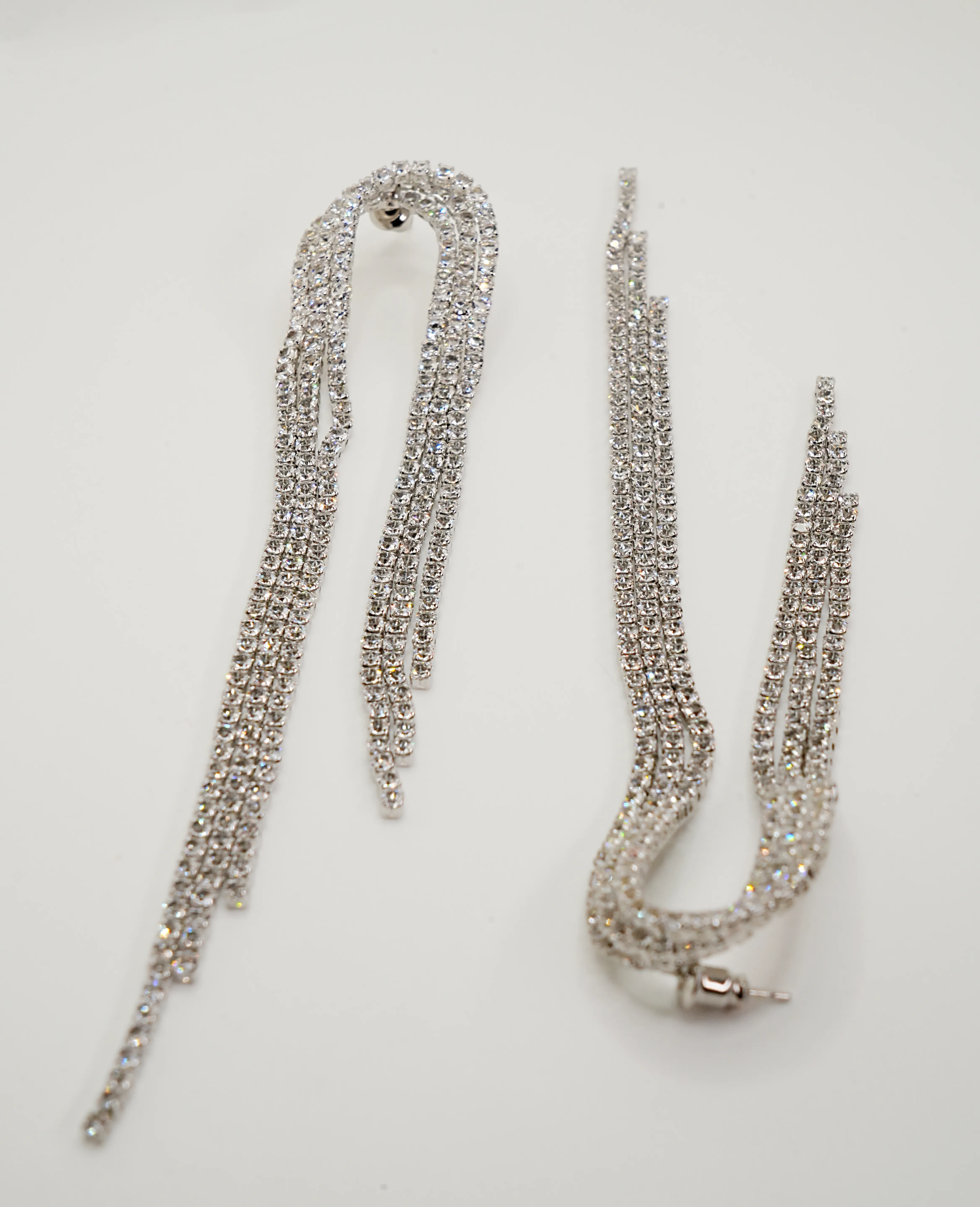 Radiant AD Long Silver Designer Danglers - Graceful Elegance