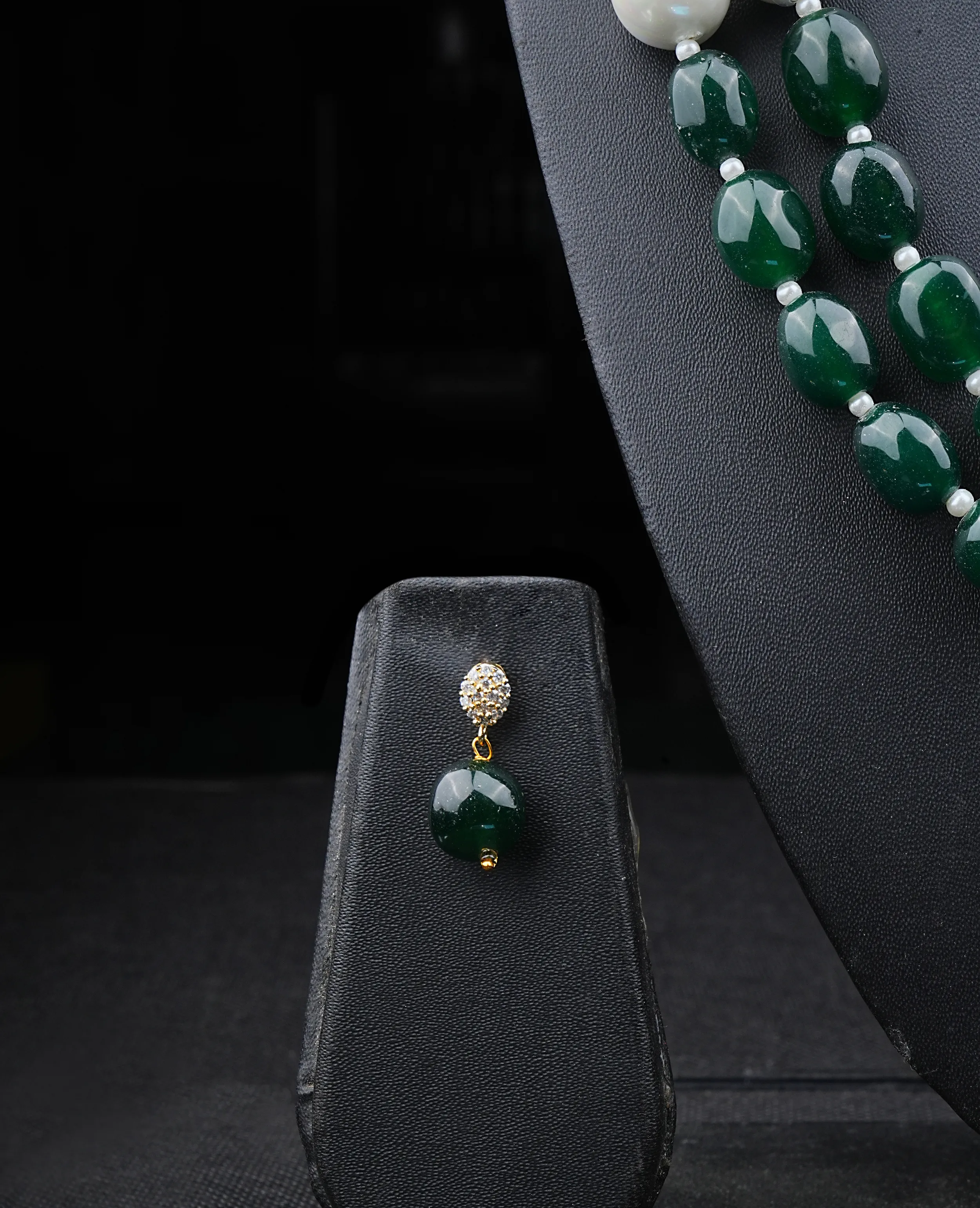 Elegant Semi-Precious Green Stone Mala - Versatile & Exclusive