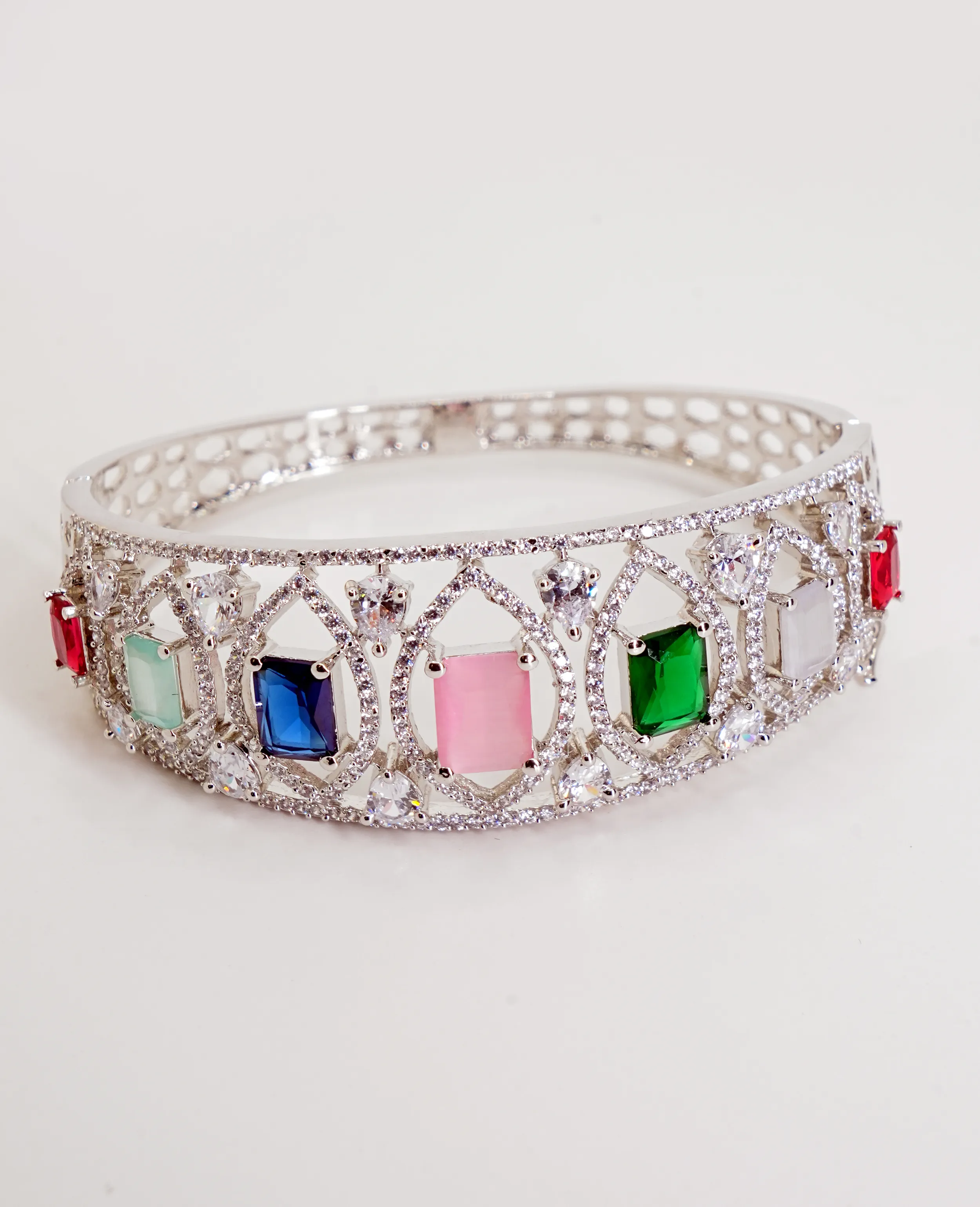 Dazzling AD Bracelet with Semi-Precious Color Stones - Forever-Lasting Elegance