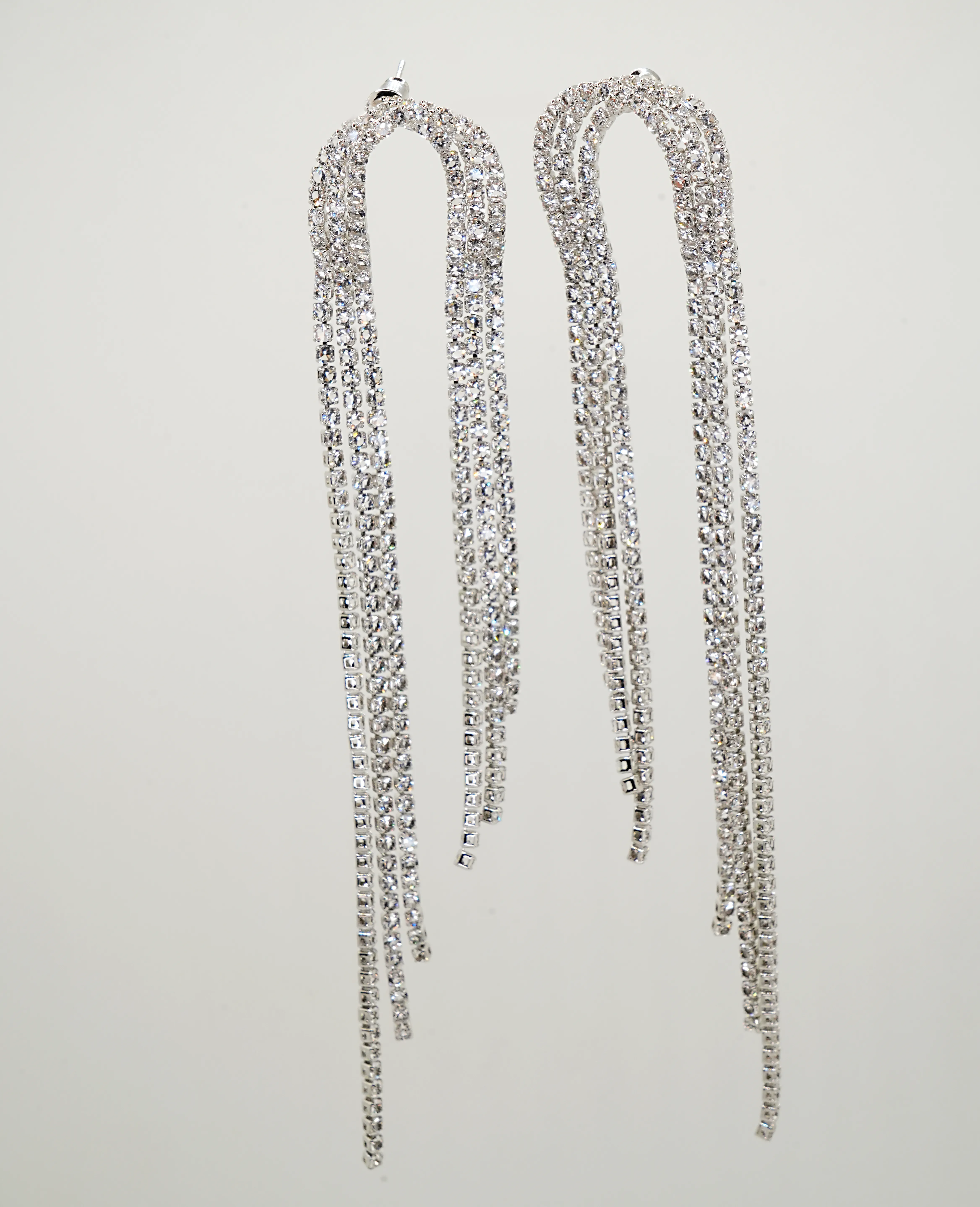 Radiant AD Long Silver Designer Danglers - Graceful Elegance