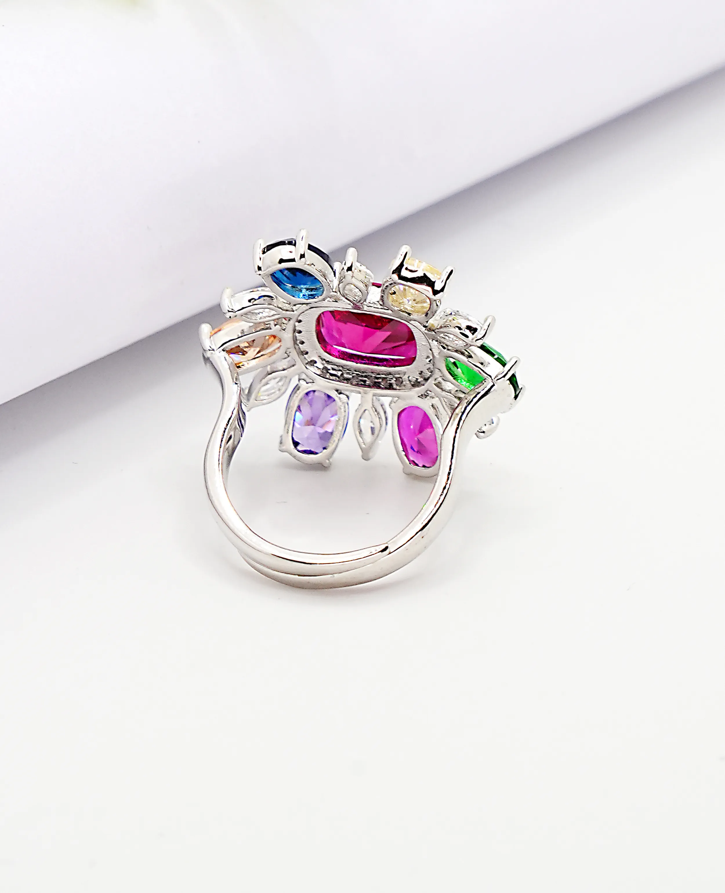 Multi-Color AD Finger Ring - Vibrant Elegance